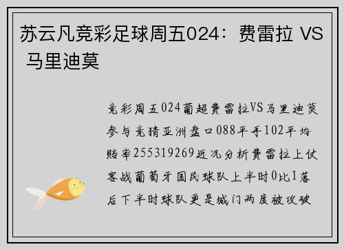 苏云凡竞彩足球周五024：费雷拉 VS 马里迪莫